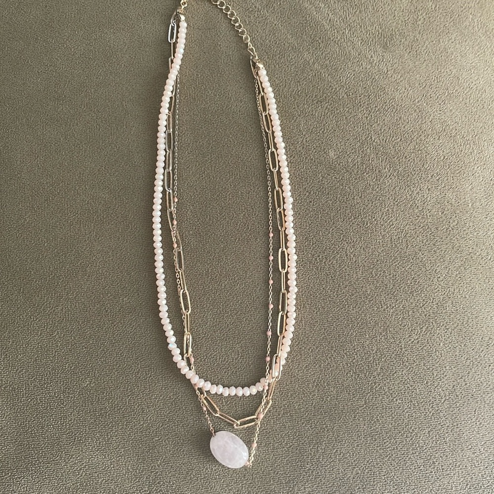 3 strand layered gold necklace